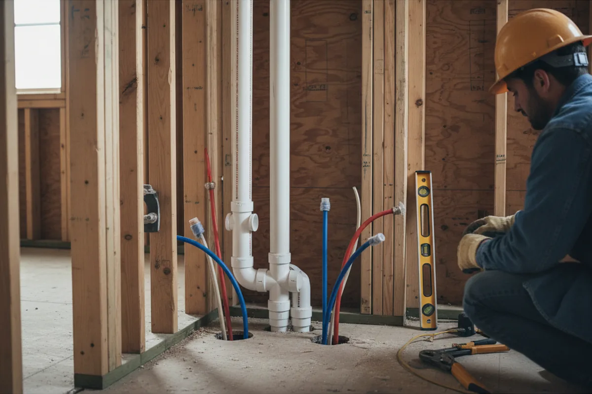 Drain and supply rough-in during Leak Detection in Llewellyn