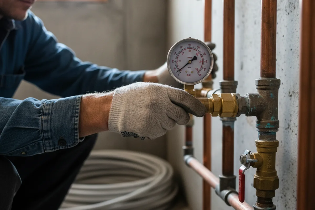 Pressure testing a repaired line during Water Line Repair in Llewellyn